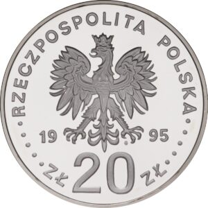 Srebrna moneta okolicznościowa; awers – 75. rocznica Bitwy Warszawskiej