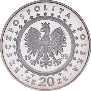Srebrna moneta okolicznościowa; awers – Zamki i pałace w Polsce: Pałac Królewski w Łazienkach