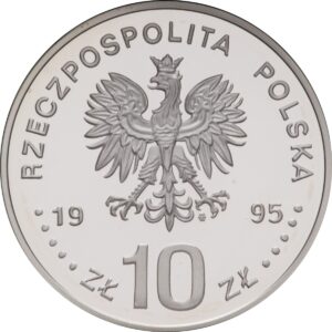Srebrna moneta okolicznościowa; awers – 100 lat nowożytnych Igrzysk Olimpijskich (1896 - 1996)