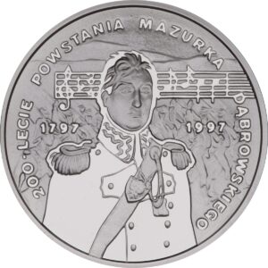 Moneta srebrna; rewers - 200-lecie powstania Mazurka Dąbrowskiego (1797 - 1997)