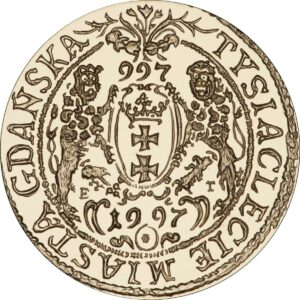 Moneta złota; rewers - Tysiąclecie Miasta Gdańska (997 - 1997)