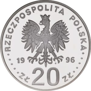 Srebrna moneta okolicznościowa; awers – Tysiąclecie Miasta Gdańska (997 - 1997)