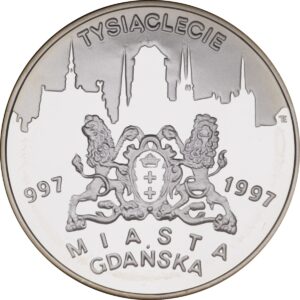 Moneta srebrna; rewers - Tysiąclecie Miasta Gdańska (997 - 1997)