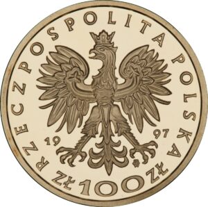 Moneta złota; awers - Poczet królów i książąt polskich: Stefan Batory (1576 - 1586)