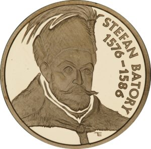 Moneta złota; rewers - Poczet królów i książąt polskich: Stefan Batory (1576 - 1586)