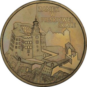Moneta Nordic Gold; rewers - Zamki i pałace w Polsce: Zamek w Pieskowej Skale