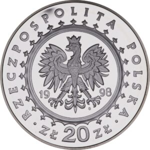 Srebrna moneta okolicznościowa; awers – Zamki i pałace w Polsce: Zamek w Kórniku