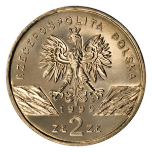 Moneta Nordic Gold; awers – Zwierzęta świata: Wilk (łac. Canis lupus)