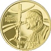 Złota moneta kolekcjonerska; rewers – Jan Paweł II - Papież pielgrzym
