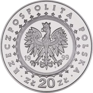 Srebrna moneta okolicznościowa; awers – Zamki i pałace w Polsce: Pałac Potockich w Radzyniu Podlaskim