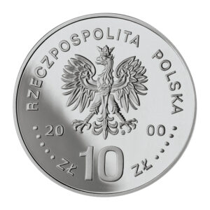 Srebrna moneta okolicznościowa; awers – 20-lecie powstania Solidarności