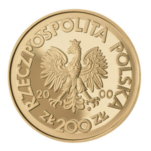 Złota moneta kolekcjonerska; awers – 20-lecie powstania Solidarności