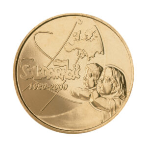 Moneta Nordic Gold; rewers – 20-lecie powstania Solidarności