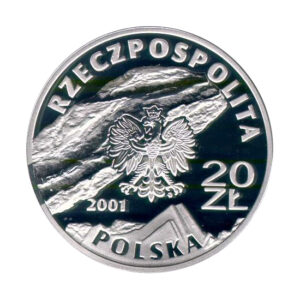 Srebrna moneta okolicznościowa; awers – Zabytki kultury materialnej w Polsce: Kopalnia soli w Wieliczce
