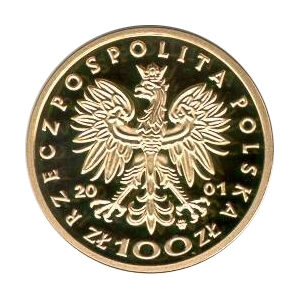 Złota moneta kolekcjonerska; awers – Poczet królów i książąt polskich: Władysław I Łokietek (1320-1333)