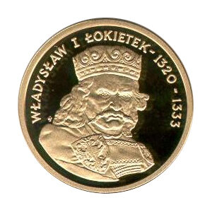 Srebrna moneta okolicznościowa; rewers – Poczet królów i książąt polskich: Władysław I Łokietek (1320-1333)