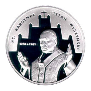 Srebrna moneta okolicznościowa; rewers – 100. rocznica urodzin Księdza Kardynała Stefana Wyszyńskiego