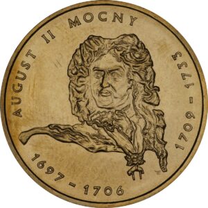 Moneta Nordic Gold; rewers – Poczet królów i książąt polskich: August II Mocny (1697-1706; 1709-1733)