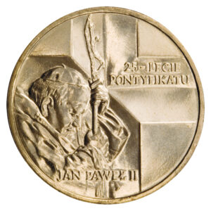 Moneta Nordic Gold; rewers – Jan Paweł II – 25-lecie pontyfikatu