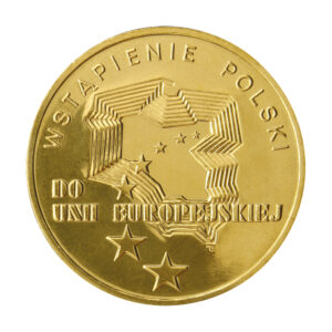 Moneta Nordic Gold; rewers – Wstąpienie Polski do Unii Europejskiej