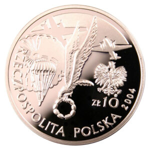 Srebrna moneta okolicznościowa; awers – Generał brygady Stanisław F. Sosabowski (1892-1967)