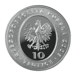 Srebrna moneta okolicznościowa; awers – Mikołaj Rej (1505-1569) – 500. rocznica urodzin