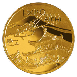 Złota moneta kolekcjonerska; rewers – Światowa Wystawa EXPO 2005 Japonia
