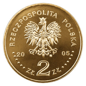 Moneta Nordic Gold; awers – Dzieje złotego: Żaglowiec (2 zł i 5 zł z 1936 r.)
