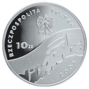 Srebrna moneta okolicznościowa; awers – 25-lecie NSZZ „Solidarność”