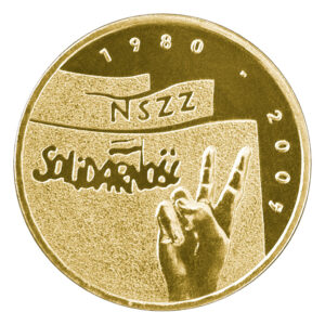 Moneta Nordic Gold; rewers – 25-lecie NSZZ „Solidarność”