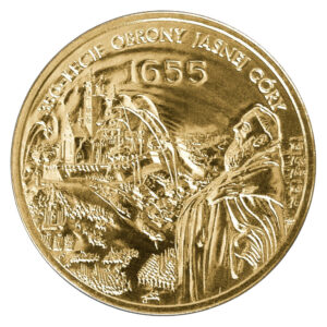 Moneta Nordic Gold; rewers – 350-lecie obrony Jasnej Góry
