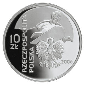 Srebrna moneta okolicznościowa; awers – XX Zimowe Igrzyska Olimpijskie: Turyn 2006