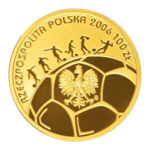 Złota moneta kolekcjonerska; awers – Mistrzostwa Świata w Piłce Nożnej: Niemcy 2006