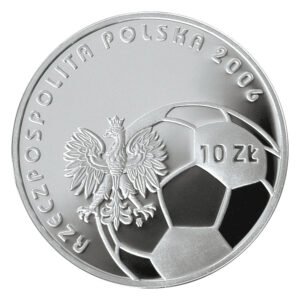 Srebrna moneta okolicznościowa; awers – Mistrzostwa Świata w Piłce Nożnej: Niemcy 2006