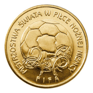 Moneta Nordic Gold; rewers – Mistrzostwa Świata w Piłce Nożnej: Niemcy 2006
