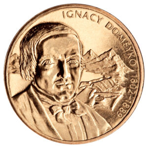Moneta Nordic Gold; rewers – Polscy podróżnicy i badacze: Ignacy Domeyko (1802-1889)