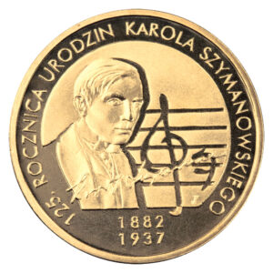 Moneta Nordic Gold; rewers – 125. rocznica urodzin Karola Szymanowskiego (1882-1937)