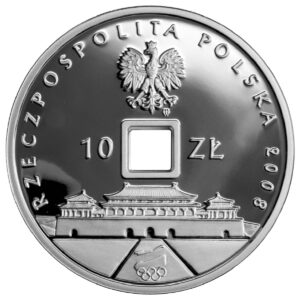 Srebrna moneta okolicznościowa; awers – Igrzyska XXIX Olimpiady – Pekin 2008