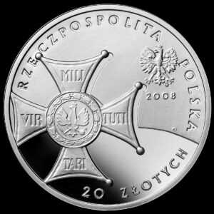 Srebrna moneta okolicznościowa; awers – 90. rocznica odzyskania niepodległości