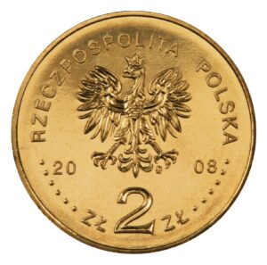 Moneta Nordic Gold; awers – 450 lat Poczty Polskiej