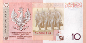 Banknot kolekcjonerski "90. rocznica odzyskania niepodległości" - strona odwrotna