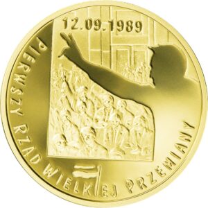 Złota moneta kolekcjonerska; rewers; 200 zł – Polska droga do wolności: Wybory 4 czerwca 1989 r.