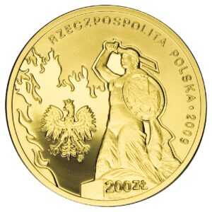 Złota moneta kolekcjonerska; awers – Wrzesień 1939 r.