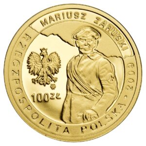 Złota moneta kolekcjonerska; awers – 100. rocznica powstania TOPR