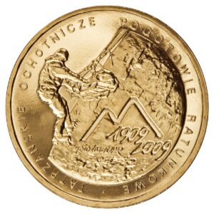 Moneta Nordic Gold; rewers – 100. rocznica powstania TOPR