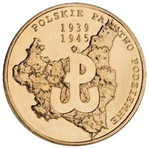 Moneta Nordic Gold; rewers – 70. rocznica utworzenia Polskiego Państwa Podziemnego