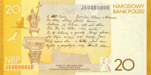 Banknot kolekcjonerski "200. rocznica urodzin Juliusza Słowackiego" - strona odwrotna