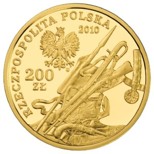 Złota moneta kolekcjonerska; awers – Historia jazdy polskiej - Szwoleżer Gwardii Cesarza Napoleona I