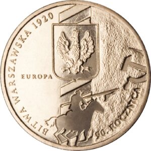 Moneta Nordic Gold; rewers – 90. rocznica Bitwy Warszawskiej