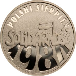 Złota moneta kolekcjonerska; rewers – Polski sierpień 1980